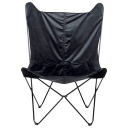 Wyld and Coco Velvet Sling Butterfly Chair - Black Velvet Black Hairpin Legs - thumbnail 4