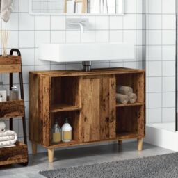 Berkfield Home Bathroom Cabinet Old Wood 80x33x60 cm Engineered Wood in Brown - Size: 80 x 33 x 60 cm - thumbnail 3