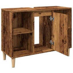 Berkfield Home Bathroom Cabinet Old Wood 80x33x60 cm Engineered Wood in Brown - Size: 80 x 33 x 60 cm - thumbnail 6