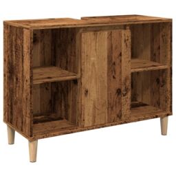 Berkfield Home Bathroom Cabinet Old Wood 80x33x60 cm Engineered Wood in Brown - Size: 80 x 33 x 60 cm - thumbnail 2