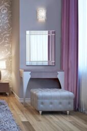 MirrorOutlet Milton All Glass Bevelled Square Corner Mirror 68 x 58 CM in Silver - Size: 1 Pack