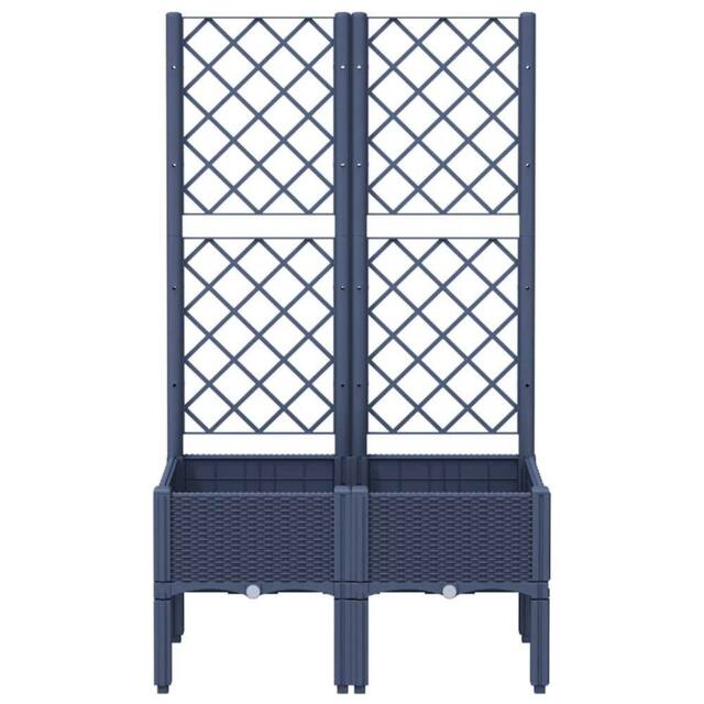 Berkfield Home Garden Planter with Trellis Blue Grey 80x40x142 cm PP - Size: 80 x 40 x 142 cm - image 1