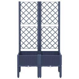 Berkfield Home Garden Planter with Trellis Blue Grey 80x40x142 cm PP - Size: 80 x 40 x 142 cm