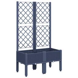 Berkfield Home Garden Planter with Trellis Blue Grey 80x40x142 cm PP - Size: 80 x 40 x 142 cm - thumbnail 3