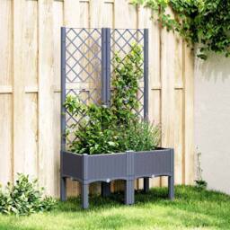 Berkfield Home Garden Planter with Trellis Blue Grey 80x40x142 cm PP - Size: 80 x 40 x 142 cm - thumbnail 2