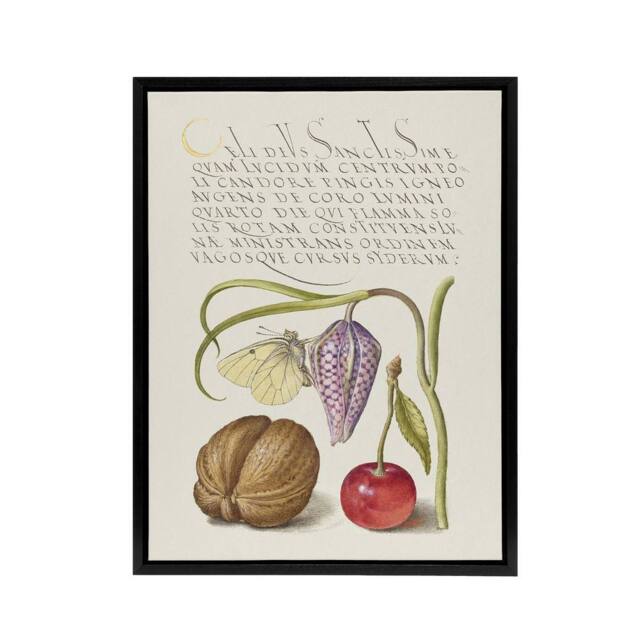 "Artery8 Snakeshead Walnut & Cherry Calligraphy Framed Canvas Wall Art Print in White - Size: W12"" x H16""" - image 1