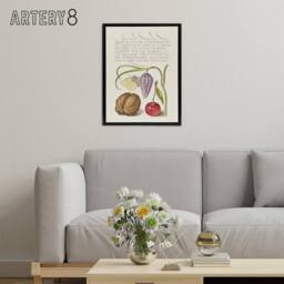 "Artery8 Snakeshead Walnut & Cherry Calligraphy Framed Canvas Wall Art Print in White - Size: W12"" x H16""" - thumbnail 3