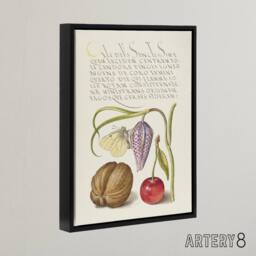 "Artery8 Snakeshead Walnut & Cherry Calligraphy Framed Canvas Wall Art Print in White - Size: W12"" x H16""" - thumbnail 2