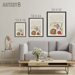 "Artery8 Snakeshead Walnut & Cherry Calligraphy Framed Canvas Wall Art Print in White - Size: W12"" x H16""" - thumbnail 4