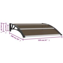 Berkfield Home Door Canopy Black 120x100 cm PC - thumbnail 6