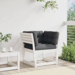 Berkfield Home Garden Sofa Armrest with Cushions White Solid Wood Pine