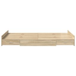 Berkfield Home Storage Bed Frame Sonoma oak 120 x 200 cm Engineered wood in Brown - thumbnail 5