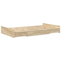 Berkfield Home Storage Bed Frame Sonoma oak 120 x 200 cm Engineered wood in Brown - thumbnail 2