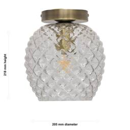 First Choice Lighting Set of 2 Baine - Textured Glass Antique Brass Ceiling Light Fittings in Clear - thumbnail 6