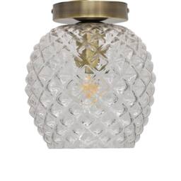 First Choice Lighting Set of 2 Baine - Textured Glass Antique Brass Ceiling Light Fittings in Clear - thumbnail 2