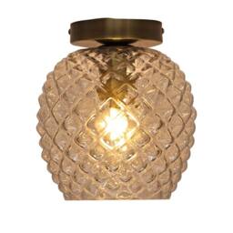 First Choice Lighting Set of 2 Baine - Textured Glass Antique Brass Ceiling Light Fittings in Clear - thumbnail 3