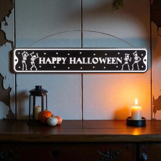 Garden Greatness Happy Halloween Haunted Street Sign in Black - Size: 1 Pack - image 1