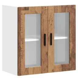 Berkfield Home Kitchen Wall Cabinet with Glass Door Porto Old Wood in Brown - thumbnail 2