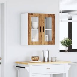 Berkfield Home Kitchen Wall Cabinet with Glass Door Porto Old Wood in Brown - thumbnail 4