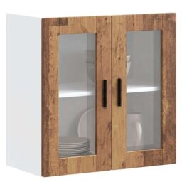 Berkfield Home Kitchen Wall Cabinet with Glass Door Porto Old Wood in Brown - thumbnail 1