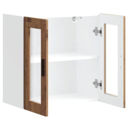 Berkfield Home Kitchen Wall Cabinet with Glass Door Porto Old Wood in Brown - thumbnail 6