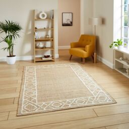 The Rug Shop UK Beige Border Modern Geometric Jute Easy To Clean Area Rug - Size: 160 cm x 230 cm - thumbnail 1