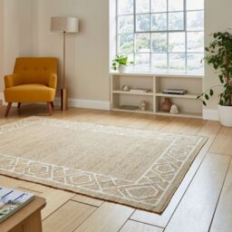 The Rug Shop UK Beige Border Modern Geometric Jute Easy To Clean Area Rug - Size: 160 cm x 230 cm - thumbnail 2