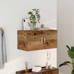 Berkfield Home Wall Cabinet Old Wood 80x39x40 cm Engineered Wood in Brown - Size: 80 x 39 x 40 cm - thumbnail 3