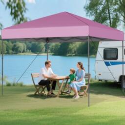 NESTLUNE 300×295cm Foldable Outdoor Patio Sun Shelter Gazebo in Pink - Size: 100 cm x 100 cm - thumbnail 3