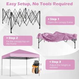 NESTLUNE 300×295cm Foldable Outdoor Patio Sun Shelter Gazebo in Pink - Size: 100 cm x 100 cm - thumbnail 1