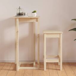 Berkfield Home Bar Table 60x60x110 cm Solid Wood Pine in Natural - Size: 60 x 60 x 110 cm - thumbnail 4