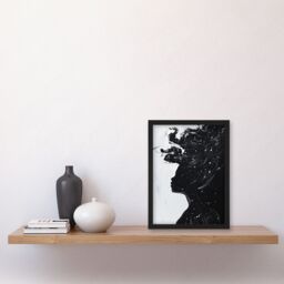 "Artery8 Woman in Stars Abstract Portrait Black & White Framed Art Print - Size: W12"" x H16""" - thumbnail 4