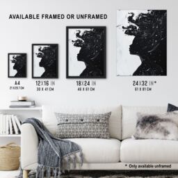 "Artery8 Woman in Stars Abstract Portrait Black & White Framed Art Print - Size: W12"" x H16""" - thumbnail 3