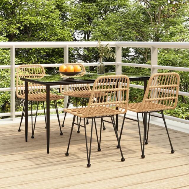 Berkfield Home 5 Piece Garden Dining Set Poly Rattan in Brown - image 1
