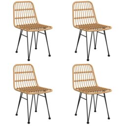 Berkfield Home 5 Piece Garden Dining Set Poly Rattan in Brown - thumbnail 4