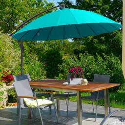 OUTSUNNY 3(m) Cantilever Shanghai Parasol w/ Crank Handle, Cross Base in Turquoise