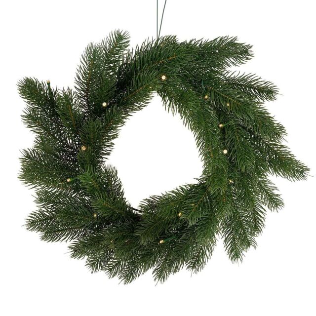 "Charles Bentley 12"" Faux Pre-Lit Decorative Green Christmas Front Door Wreath" - image 1