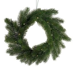 "Charles Bentley 12"" Faux Pre-Lit Decorative Green Christmas Front Door Wreath" - thumbnail 1