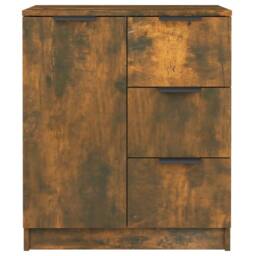 Berkfield Home Sideboards 2 pcs Smoked Oak 60x30x70 cm Engineered Wood in Brown - Size: 60 x 30 x 70 cm - thumbnail 6