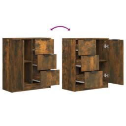 Berkfield Home Sideboards 2 pcs Smoked Oak 60x30x70 cm Engineered Wood in Brown - Size: 60 x 30 x 70 cm - thumbnail 7