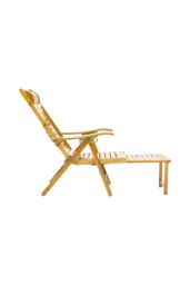 Living and Home Bamboo Folding Lounge Chair Recliner with Retractable Footrest in Natural - thumbnail 5