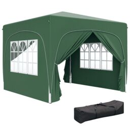 OUTSUNNY 3 x 3(m) UPF50+ Pop Up Gazebo with Sides & Carry Bag, Dark Green - thumbnail 2