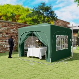 OUTSUNNY 3 x 3(m) UPF50+ Pop Up Gazebo with Sides & Carry Bag, Dark Green - thumbnail 3
