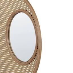 Wyld and Coco Bamboo Frame Rattan Wall Mirror - Round Rustic Modern in Brown - thumbnail 4