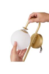H&O Direct Elegant Golden Wall Light with Frosted Glass Bulb in Gold - thumbnail 4