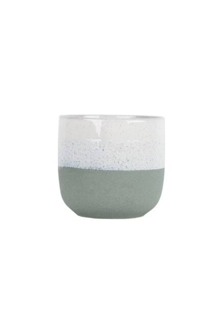 KDMD Hortus Green & White Bordeaux Stoneware Pot 20cm H x 22cm Dia - image 1