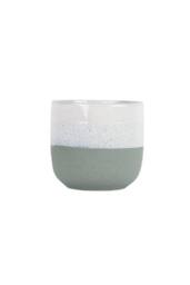 KDMD Hortus Green & White Bordeaux Stoneware Pot 20cm H x 22cm Dia - thumbnail 2