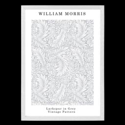ARTZE William Morris Larkspur in Grey Art Print / White Frame / SIZE: A3 in Light Grey - thumbnail 2