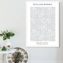 ARTZE William Morris Larkspur in Grey Art Print / White Frame / SIZE: A3 in Light Grey - thumbnail 1
