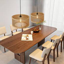 Garwarm 1 - Light Farmhouse Boho Wooden Caged Pendant Light in Natural - thumbnail 4